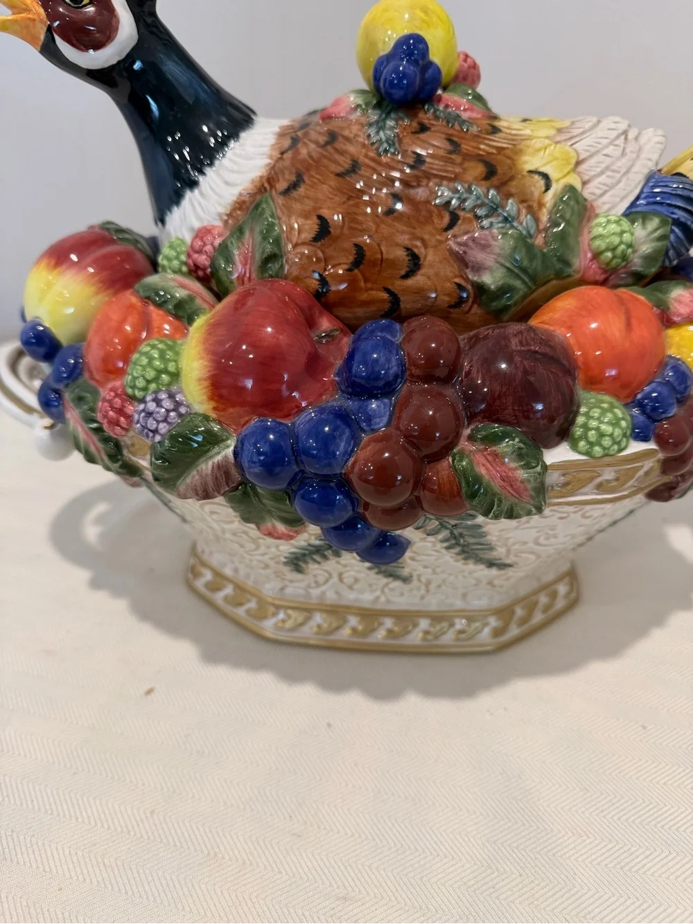 Fitz & Floyd Venezia Autumn Bounty Pheasant Tureen w/Ladle & Lid